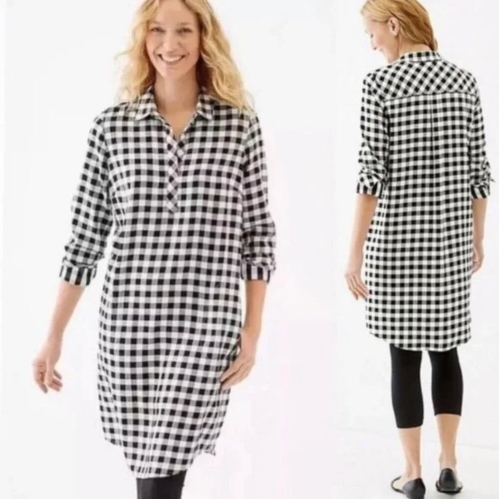 J. Jill Gingham Long Sleeve Dress